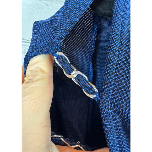 CHICO'S TRAVELERS royal blue knit open front chains cardigan sweater 0 (S) NWOT - Picture 8 of 8